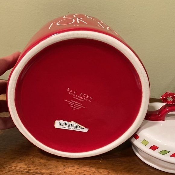 NEW Rae Dunn COOKIES FOR SANTA LARGE RED CHUBBY CANISTER WITH DIMPLES - Picture 9 of 12